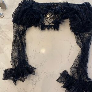 Luxmuse black lace spiderweb bolero